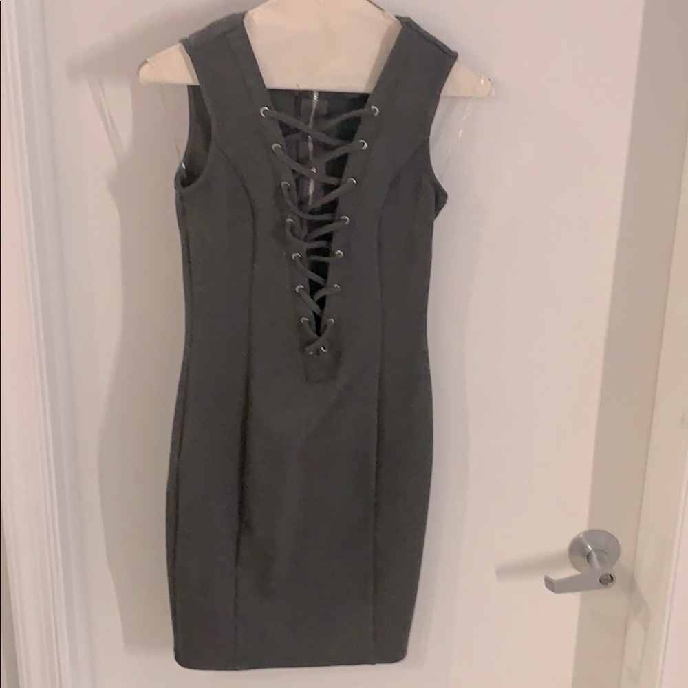 Grey club party dress lace up